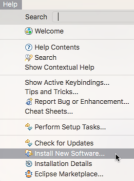 Menu Help, install new software